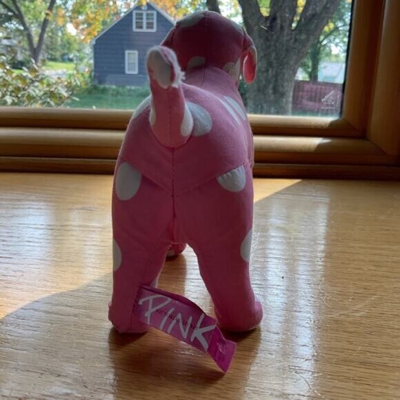 Victorias Secret Pink Polka Dot Plush Stuffed Beanie Dog - Picture 3 of 4